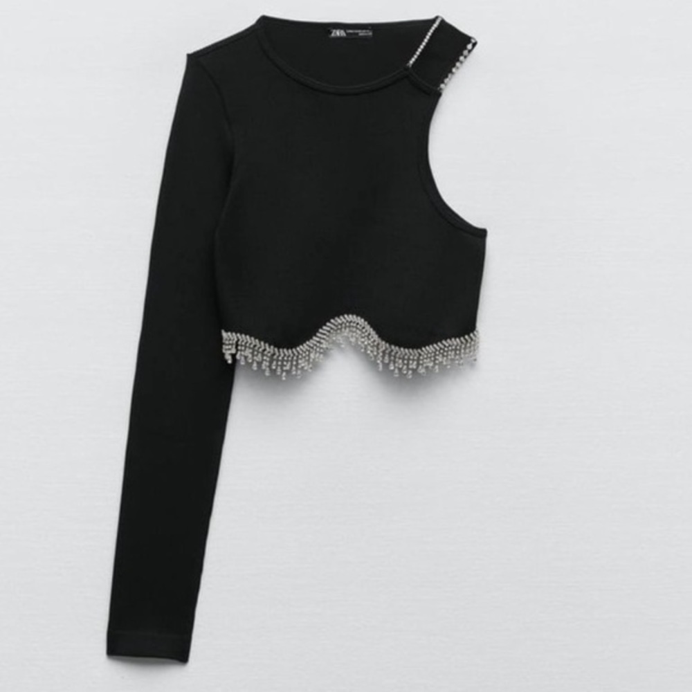 ZARA Seamless rhinestone one shoulder top 7901/810 - Picture 14 of 16